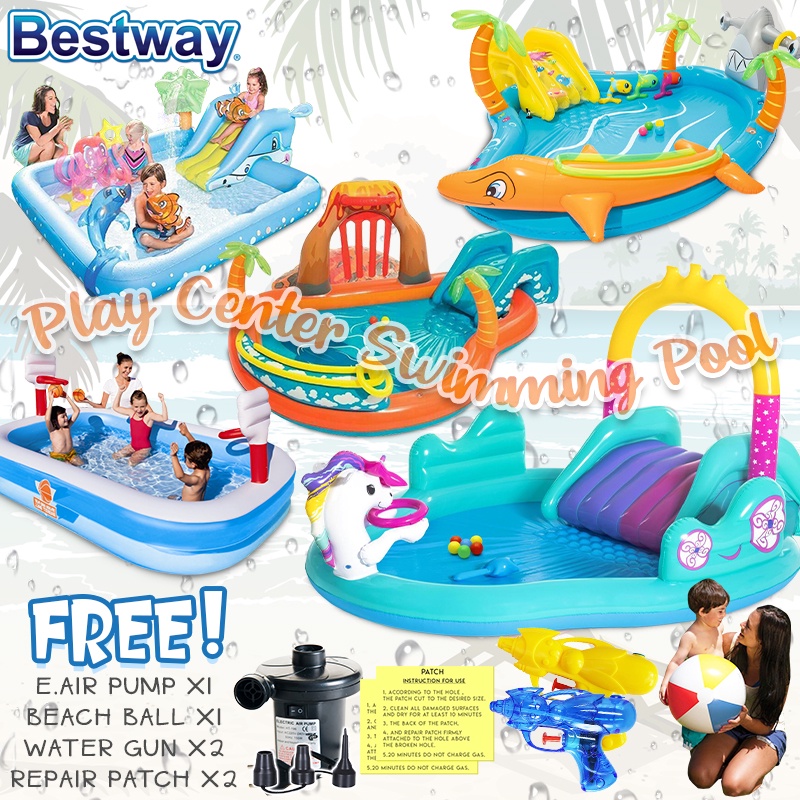 BESTWAY / INTEX 5 DESIGN Play Center Playground Inflatable Kids Swimming Pool Water Slide Kolam Mandi Gelongsor