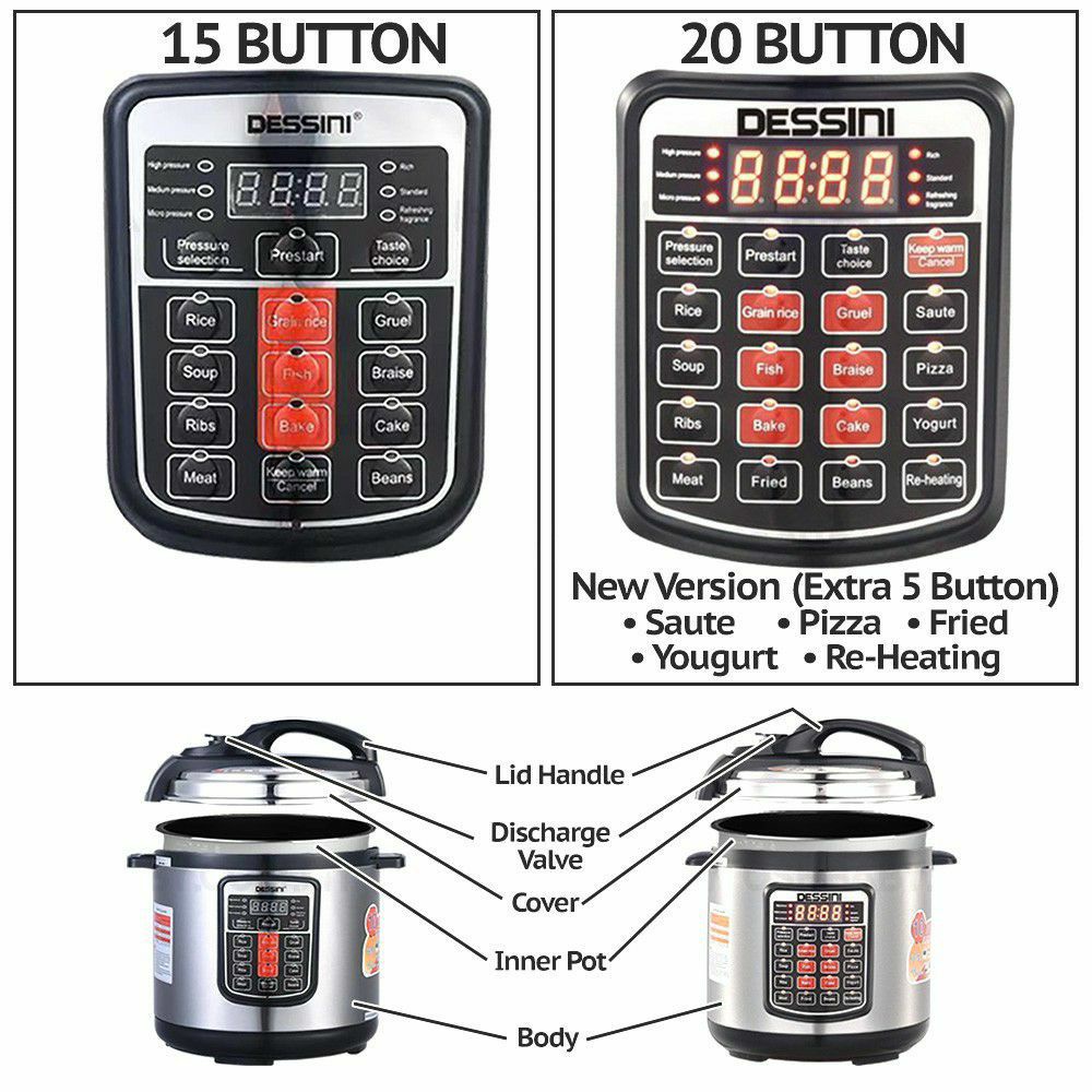 DESSINI PRESSURE COOKER 20 BUTTON 6 LITER