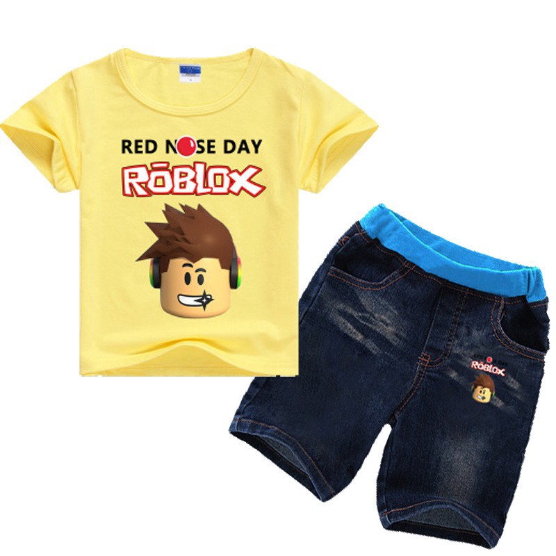 Ready Stock New Roblox Red Nose Day Kids Boy T Shirt Denim - 
