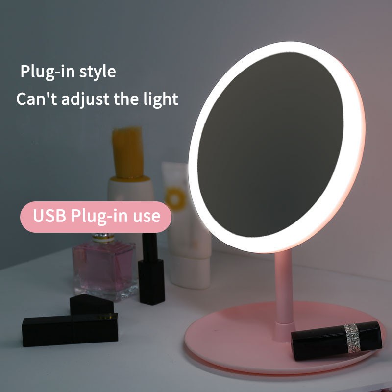 shopee: LED Makeup Mirror Dressing Table Mirror Beauty Makeup Mirror Fill Light Adjustable Face Mirror (0:0:Type:Plug-IN 1Color;1:1:Color:Pink)