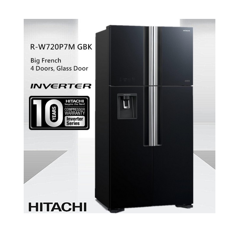 Hitachi 4door Glass R W720p7m Gbk Black Send By Lorry Authorised Dealer 584l Inverter Refrigerator Shopee Malaysia