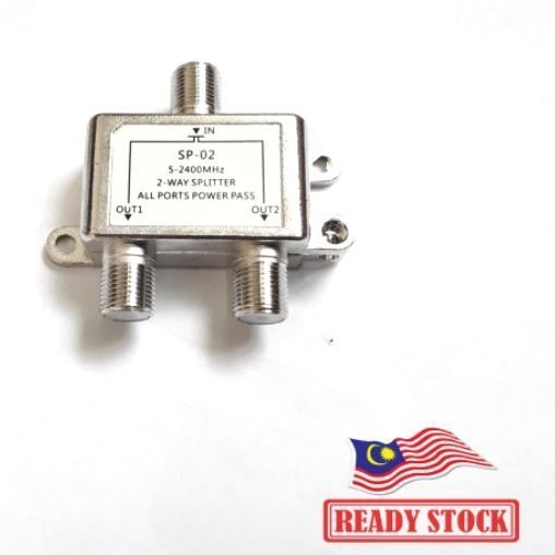 2 Way Splitter Coaxial Signal Satellite / Astro / Digital Antenna / TV Cable Splitter SP-02 READY STOCK