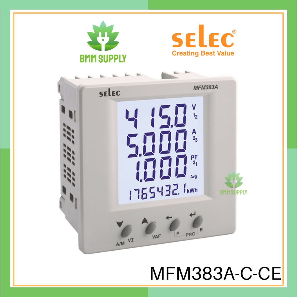 SELEC #MFM383A-C-CE MULTIFUNCTION METER DIGITAL,DPM, PANEL MOUNT ...