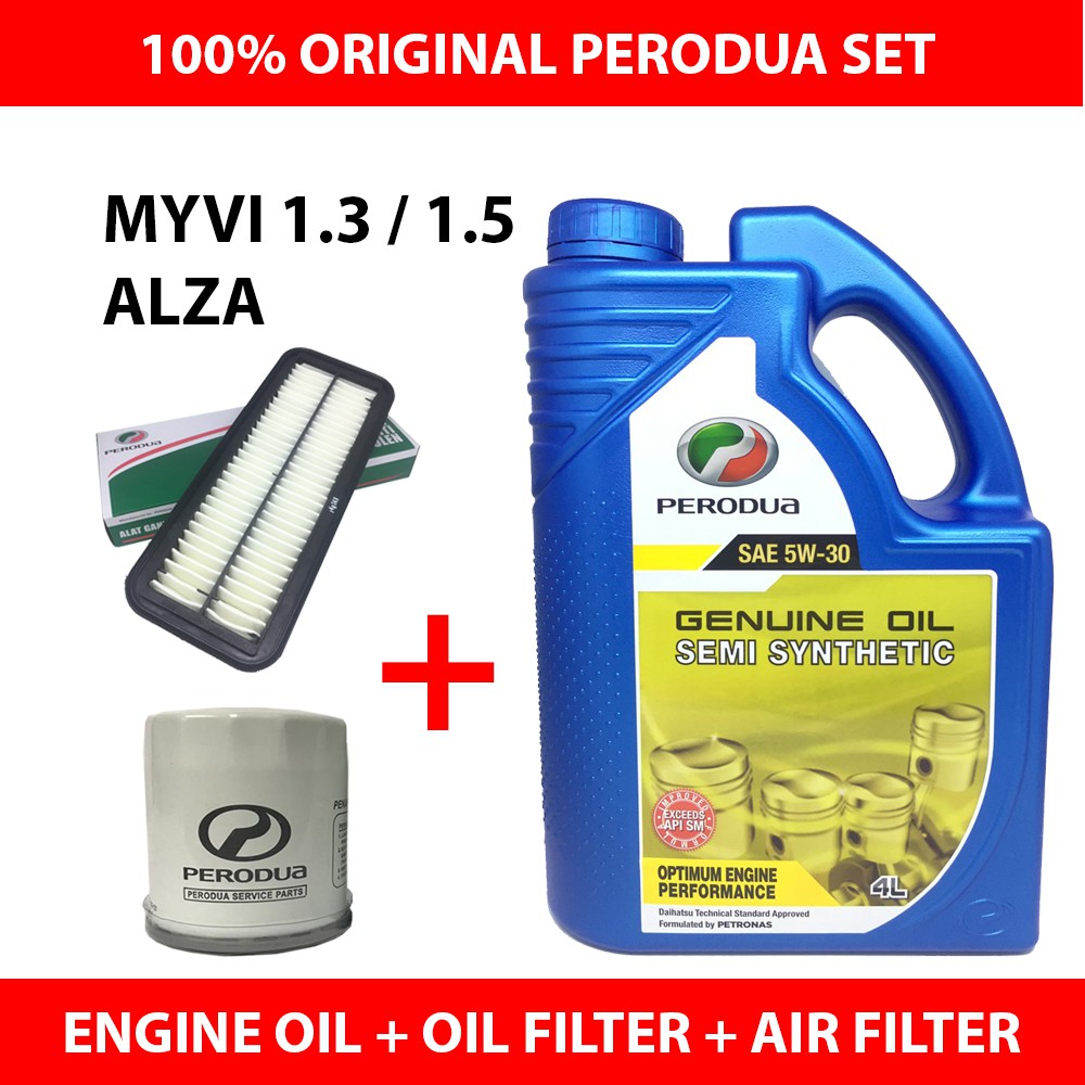 (Original Set) Perodua 5W30 Semi Engine Oil (4L)+Oil 