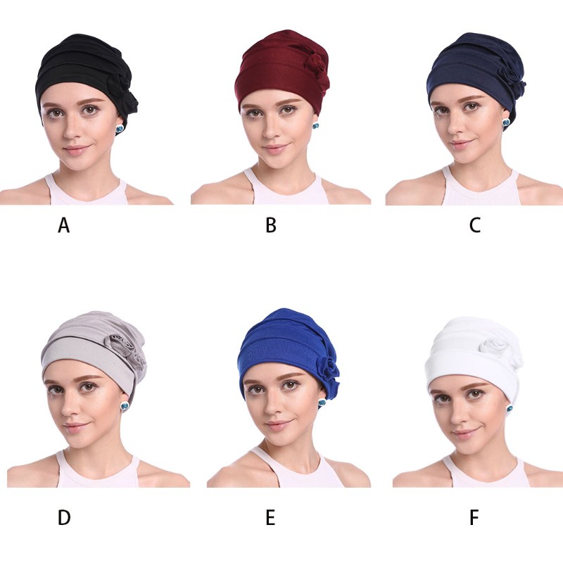 Women Ruffle Chemo Turban Headband Scarf Beanie Cap Hat for Cancer ...