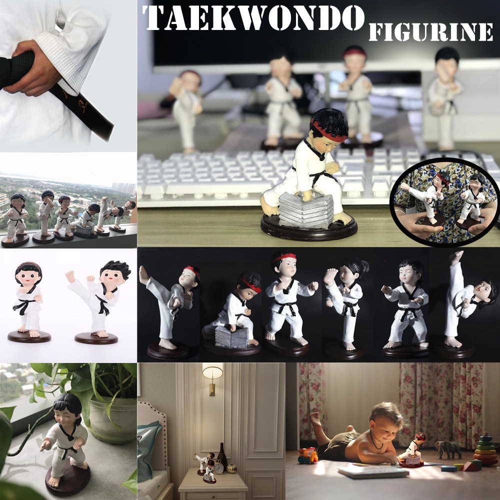 Karate Taekwondo Figurine Resin Crafts Home Decoration 5.5Inch Taekwondo Character Doll Martial Arts, Office/Car Mini Decoration