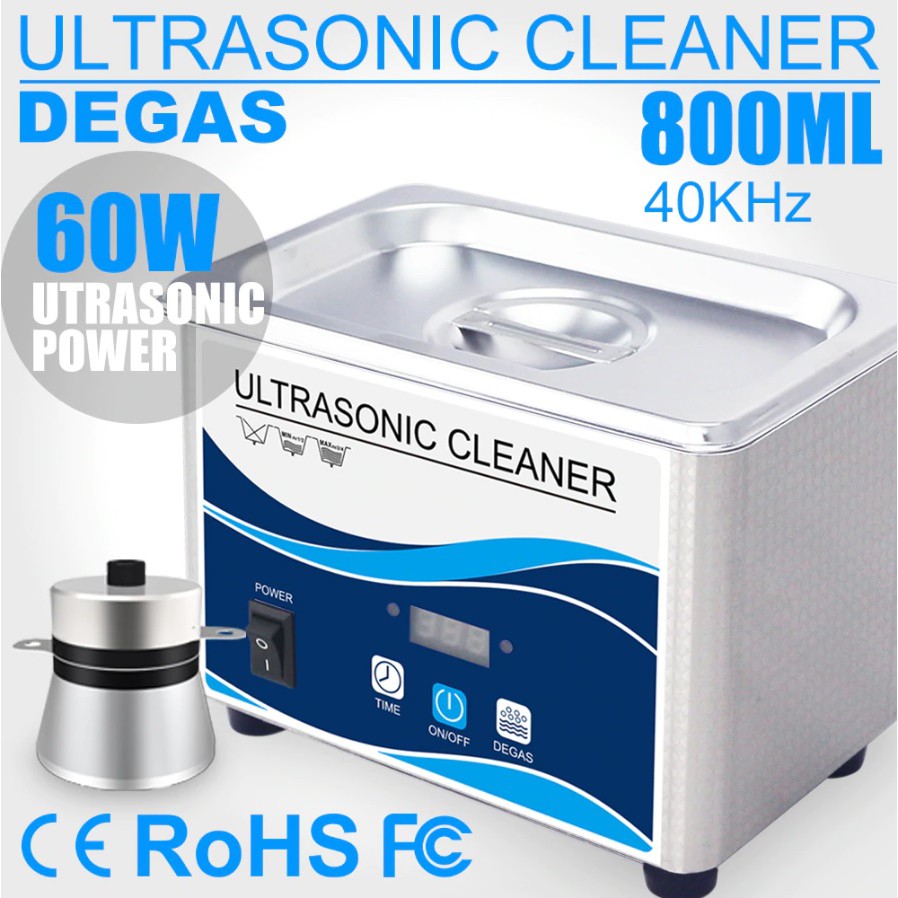 800ml Household Digital Ultrasonic Cleaner 80W Stainless Steel Bath