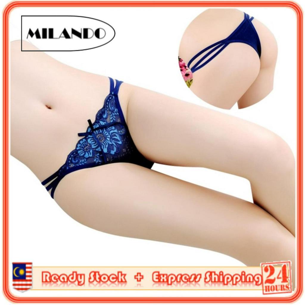 (3 Pieces) MILANDO Women Ladies Underwear Seamless Low Waist Bikini Panties Panty Seluar Dalam Wanita(Type 5: String)