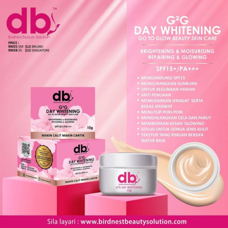 HOT ITEMDAY WHITENING CREAM G2G 10ml TEXTURE CREAM YG LEMBUT DAN WATER BASE.SESUAI UTK SEMUA KULIT & SEMUA GOLONGAN