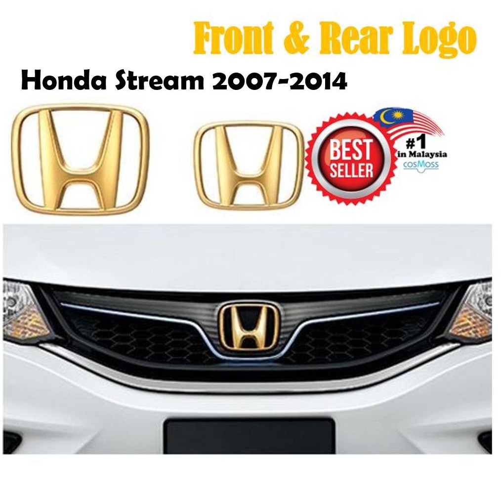 2 PCS) Honda Stream 2007 - 2014 Gold Type-R Front u0026 Rear Logo 