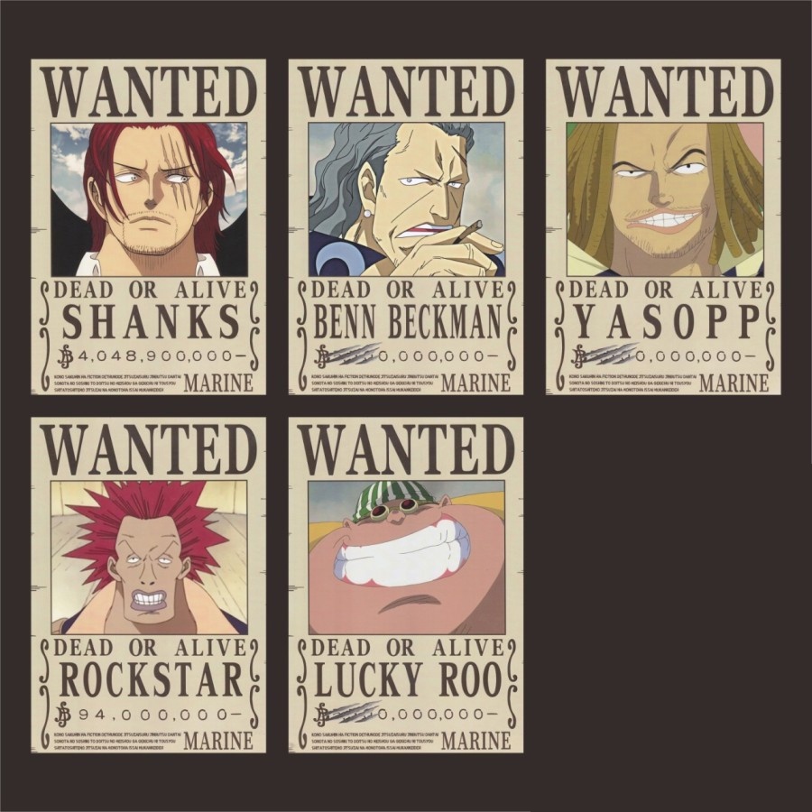 One Piece Red Hair Pirates A5 Bounty Wanted Poster 21cm X 15cm Shopee Malaysia
