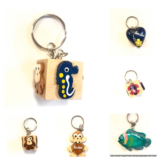 Keychain sabah kayu. Wood craft keyring. Handicraft