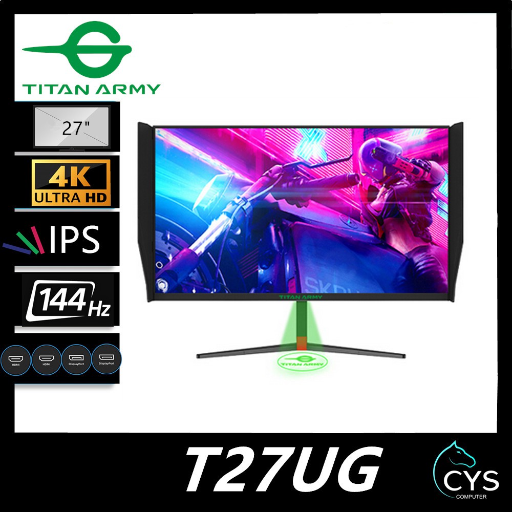 TITAN ARMY T27UG 27" IPS 4K UHD 144HZ 1MS FREESYNC GAMING MONITOR ...