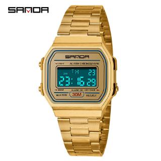 gold electronic watch