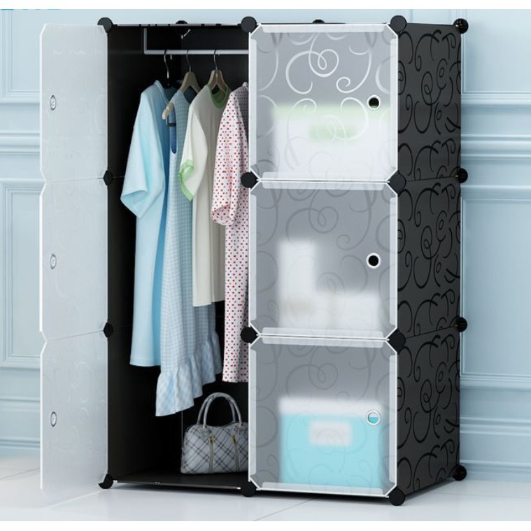 Rak Kasut Diy Wardrobe Clothes Storage Rack Dust Cover Shoe Cloth Closet Cube Cabinet Organizer Shelf Rak Almari Baju Shopee Malaysia