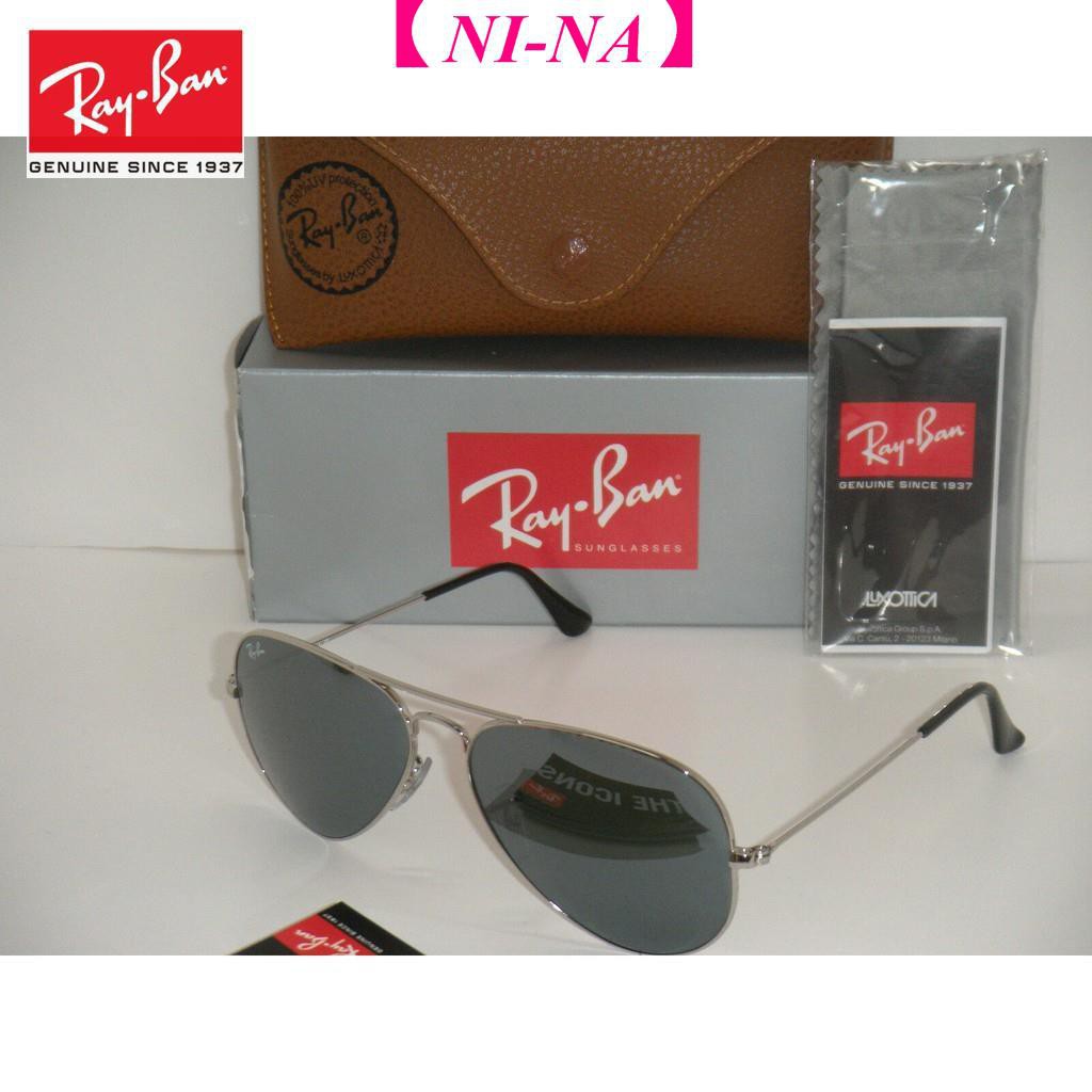 Ni Na Original Rayban Sunglasses 3025 Aviator Full Grey Mirror Rb 3025 W3277 58mm Silver Frame Medium Shopee Malaysia