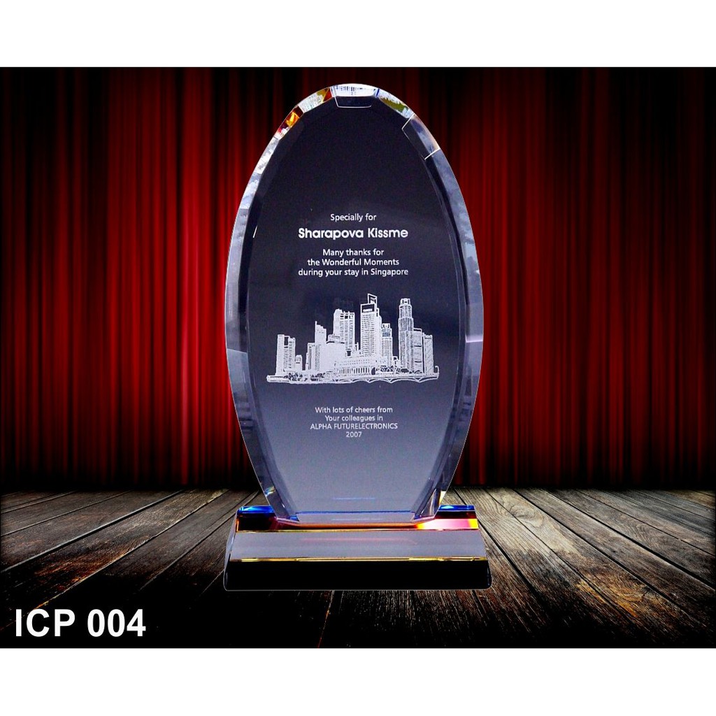 ICP 004 RETIREMENT CRYSTAL PLAQUE