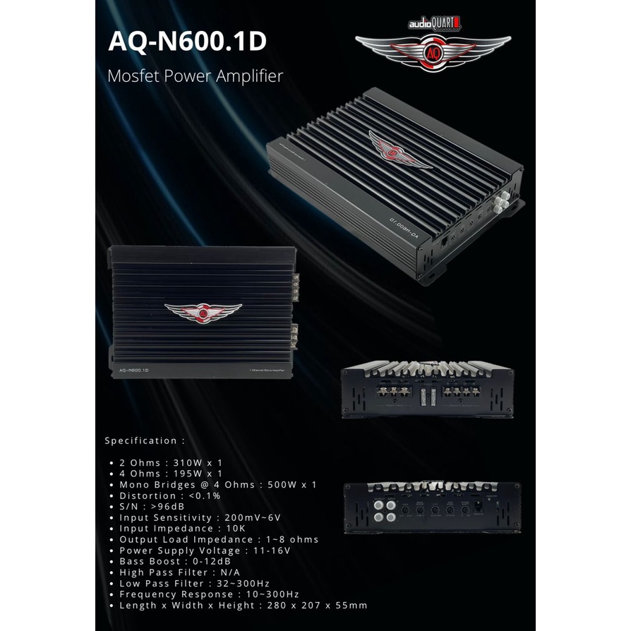 AQ AUDIO QUART MONOBLOCK AQN600.1D Mosfet Power Amplifier Shopee