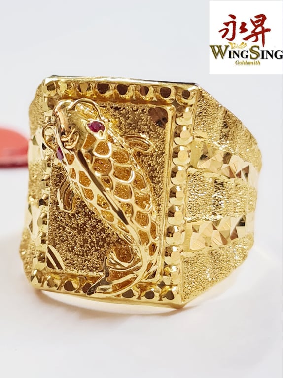 Wing Sing 916 Gold Koi Fish Ring Cincin Lelaki Ikan Koi Emas 916 Shopee Malaysia