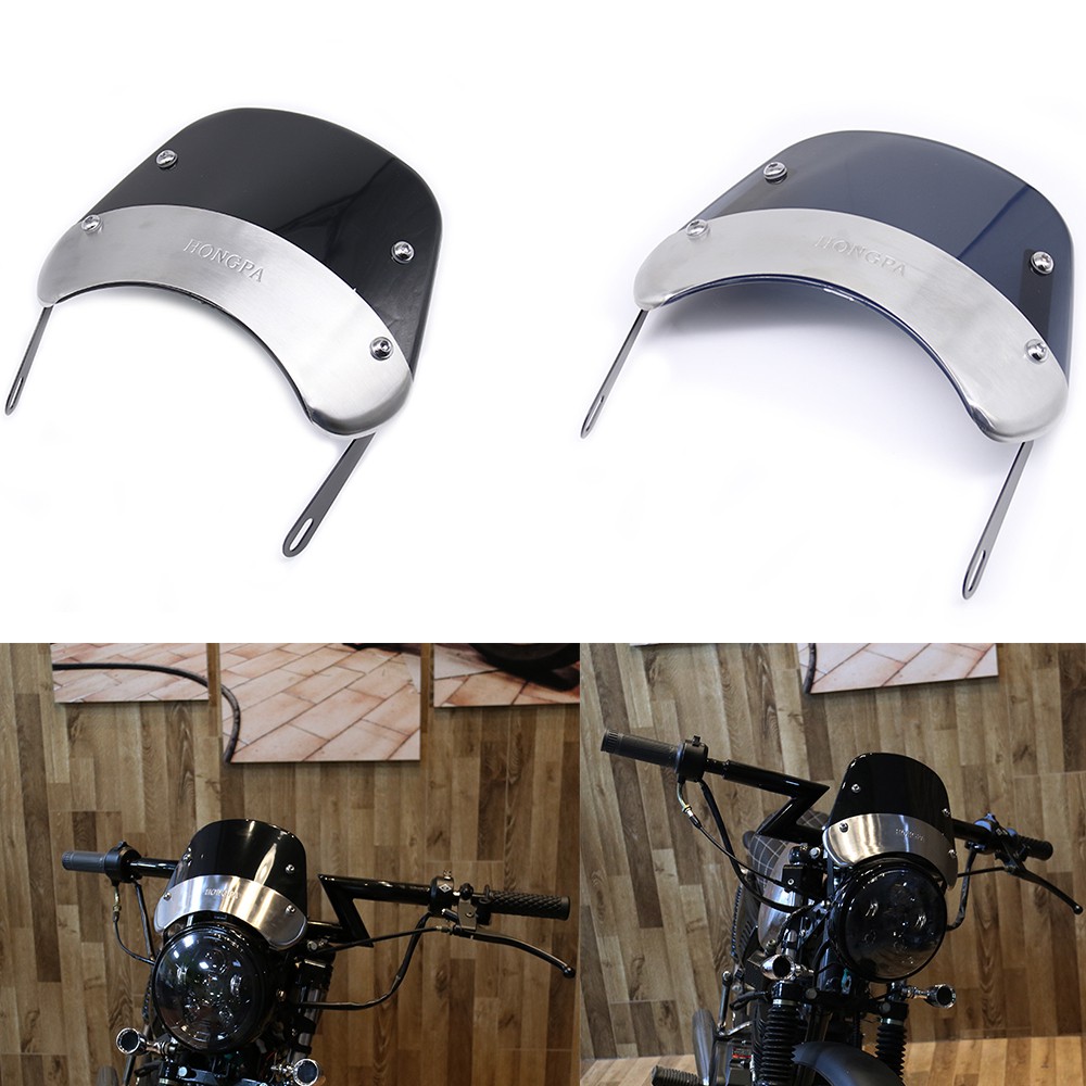 5-7 inch Motorcycle Retro Cafe Racer Headlight Windshield ...