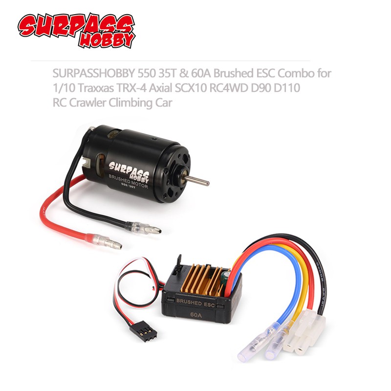 Surpass Hobby 550 21T 27T 35T Brushed Motor 60A ESC with 5V/2A BEC for HSP  HPI Kyosho TRAXXAS 1/10 RC Crawler Off-road Climbing Car | Shopee Malaysia