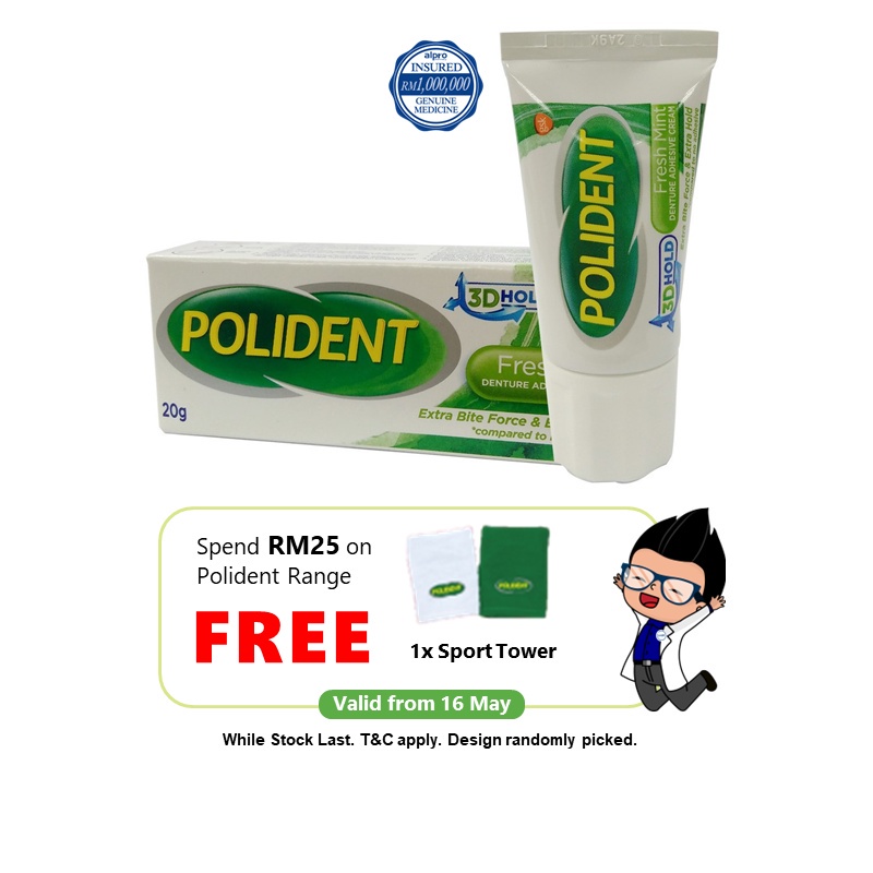 Polident Fresh Mint Denture Adhesive Cream (20g) Shopee Malaysia