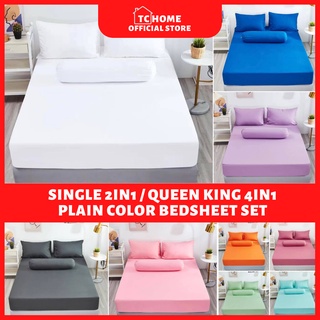 10 Plain Colors Series Premium Fitted Bedsheet Cadar Tilam Getah ...