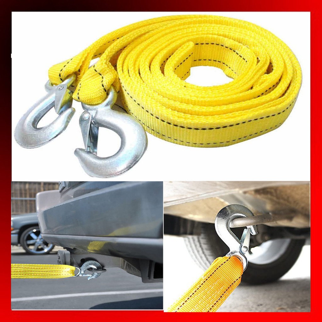 5 Tons Tow Cable Towing Strap Rope With Hooks Emergency Heavy Duty ...