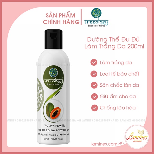 Treeology papaya whitening body lotion | Papaya Power Bright & Glow Lotion Trees 200ml