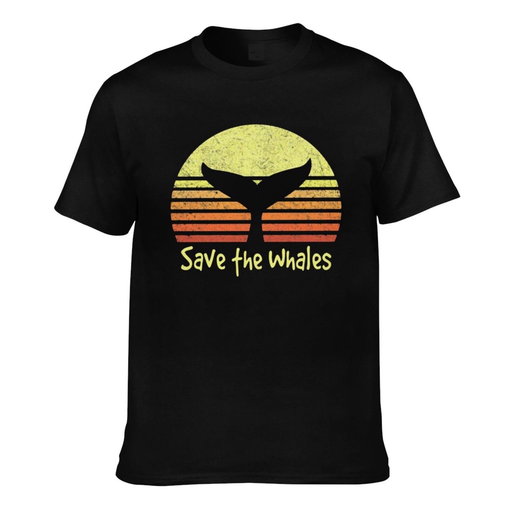 Save The Whales Nautical Ocean Killer Whale Conservation Men's Cotton T-Shirts