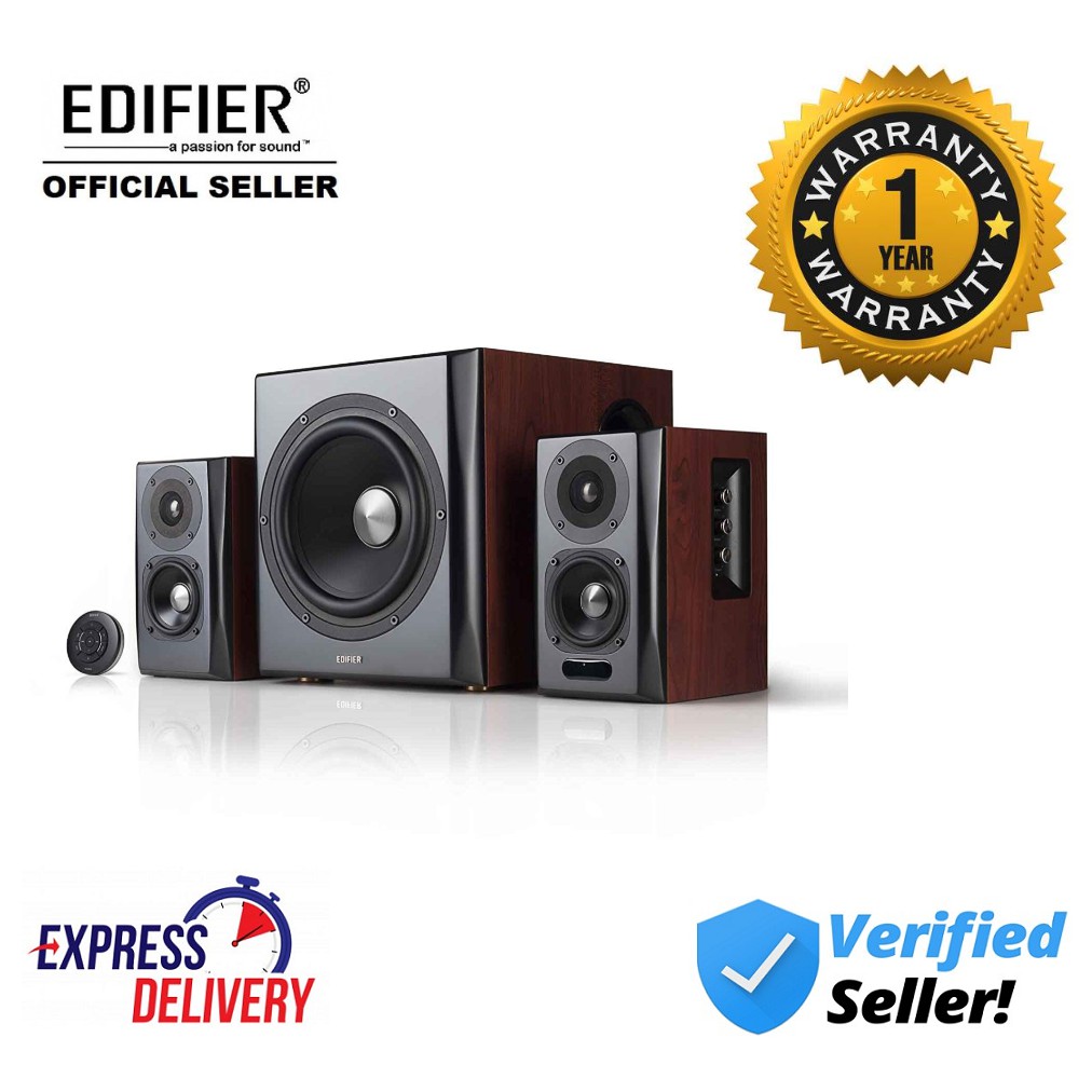 Enceintes PC Edifier S350DB 2.1 - Subwoofer 8 Pouces, Satellites Bibliothèque - Connexions Bluetooth, RCA, Optique, Coaxial - Télécommande Incluse