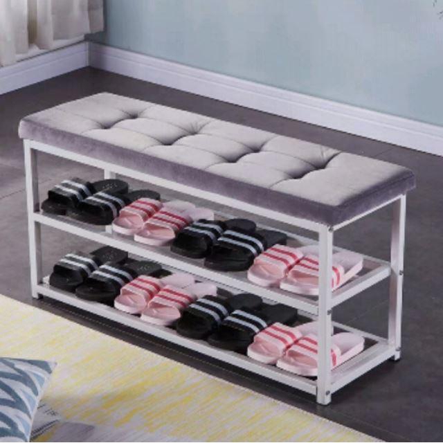 2 Tier Metal Shoe Bench 90cm Grey Shopee Malaysia