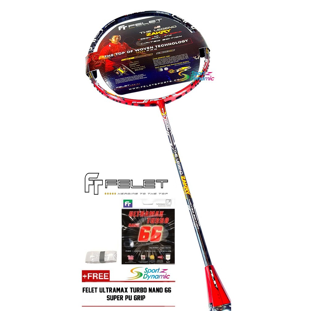 FELET THE LEGEND ZAKRY LATIF LIMITED V2 BADMINTON RACKET (RED) & FOC ...