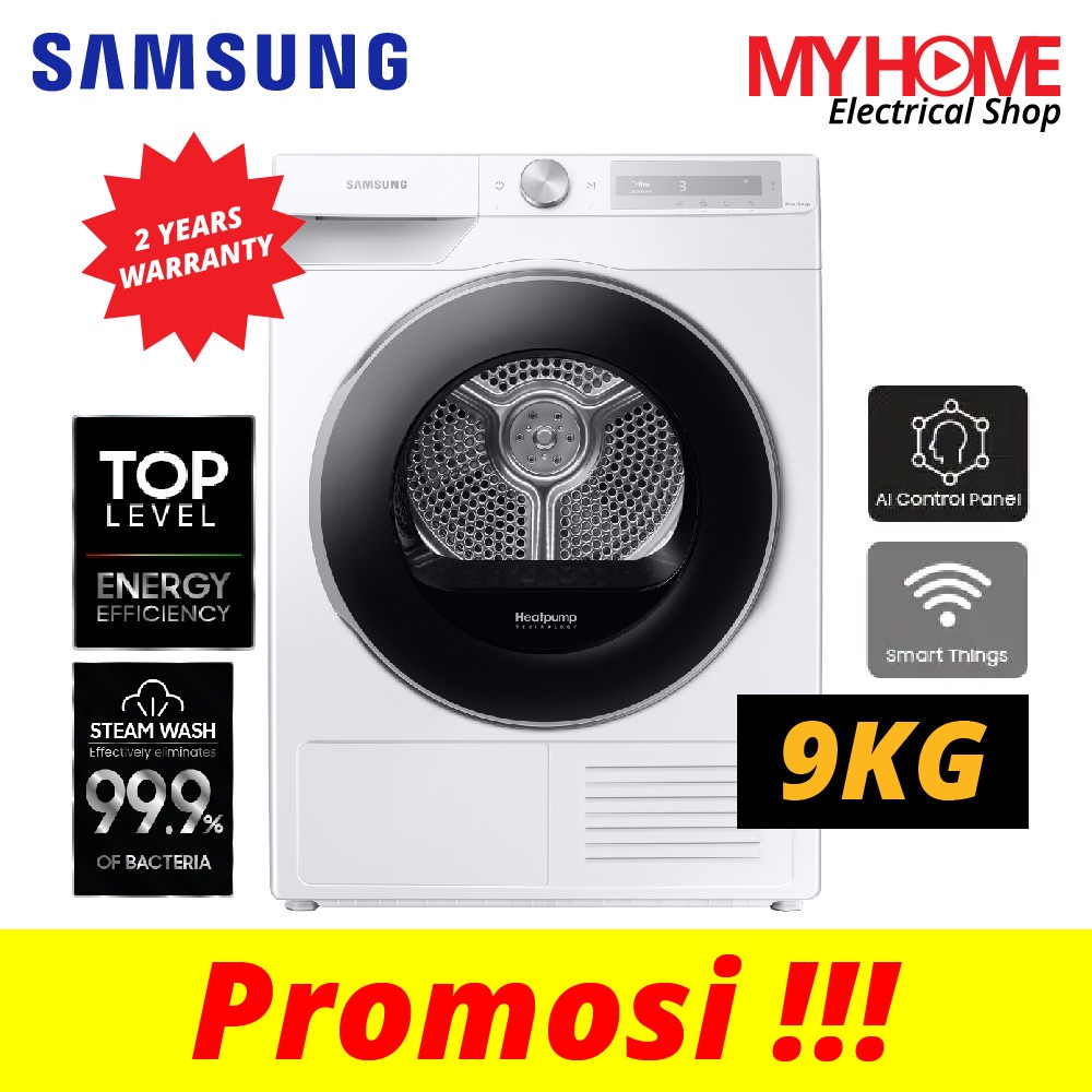 (PENGHANTARAN KL DAN SELANGOR SAJA) SAMSUNG 9KG LAUNDRY DRYER / HEAT PUMP DRYER WITH AI CONTROL DV90T6240LH/FQ