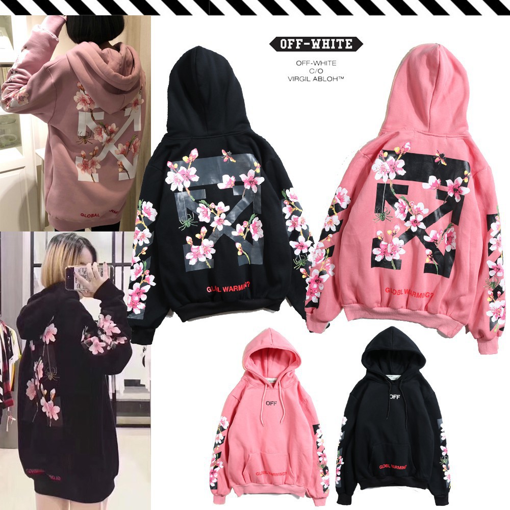 off white cherry blossom hoodie pink