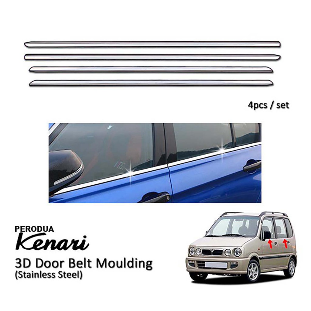 PERODUA KENARI CHROME Door Belt Moulding / Window Trim Lining / Chrome