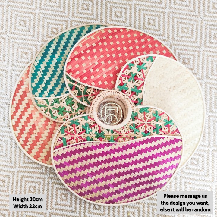 Nyonya Bamboo Weaved Sulaman Kipas Fan Baba Nyonya Peranakan Kipas Traditional Cultural Rattan Maker Shopee Malaysia