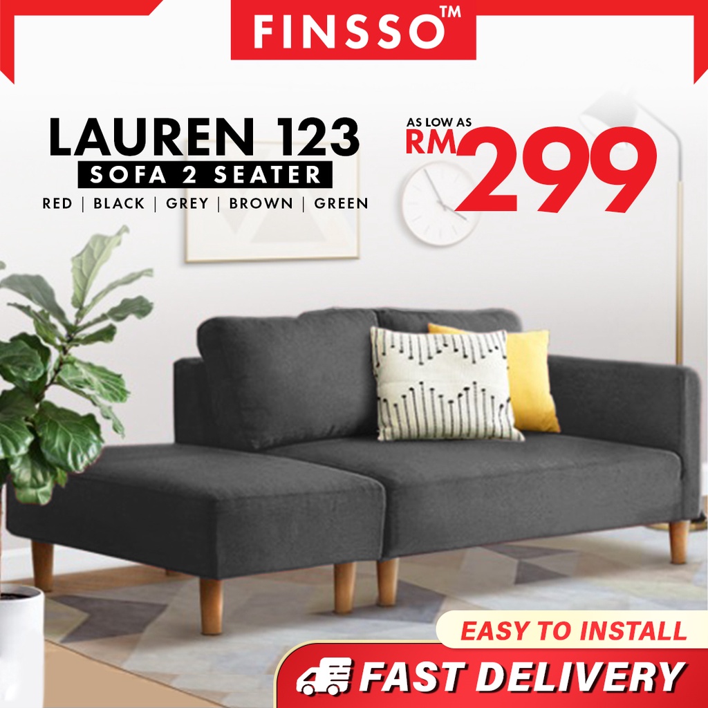 FREE SHIPPING !!! Lauren 123 Fabric Designer 2 Seater Sofa FREE stool KLANG VALLEY ONLY