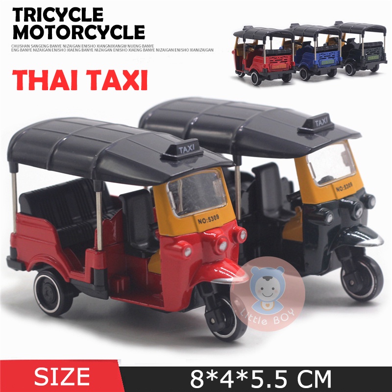 Diecast Thai tricycle taxi Diecast vehicles Thai tuk-tuk taxis DieCast Alloy Toy car Three-wheeled motorcycle