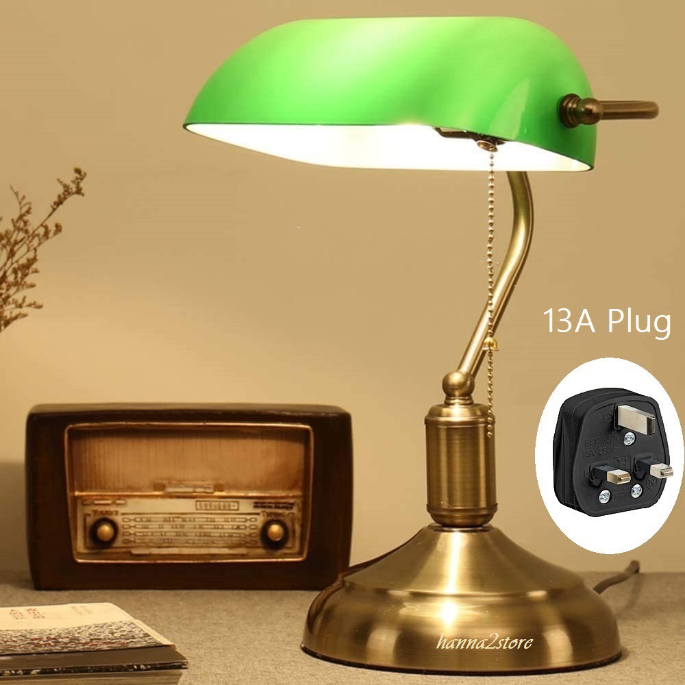 Classic Nostalgic Green Bank Lamp Table Lamp Bankers Lamp Study Lamp Lampu Meja Baca Hijau Classic flower table lamp