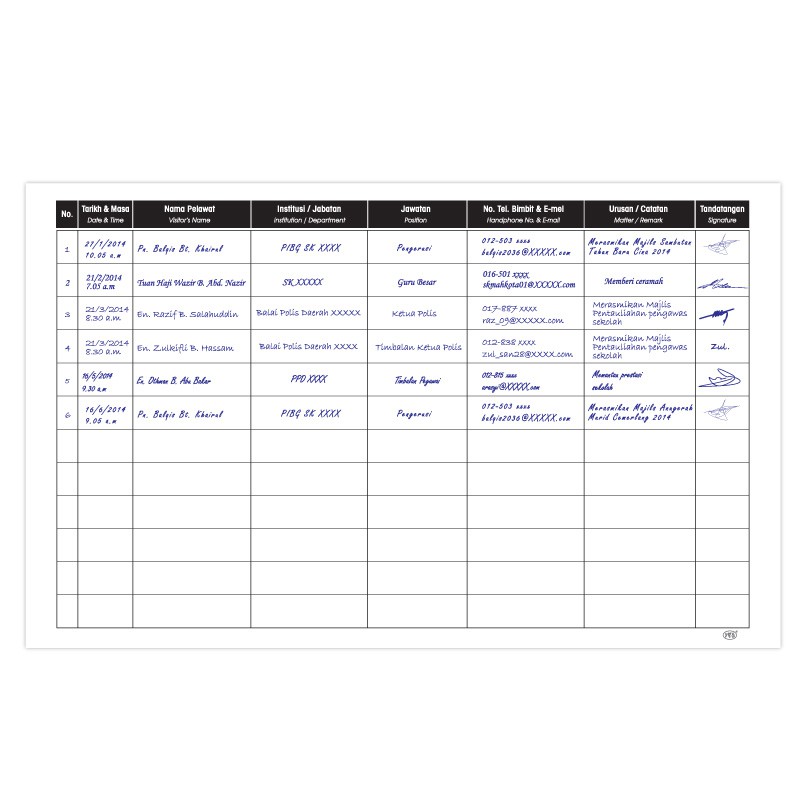 Contoh Buku Rekod Pelawat Buku Pelawat Visitor S Book