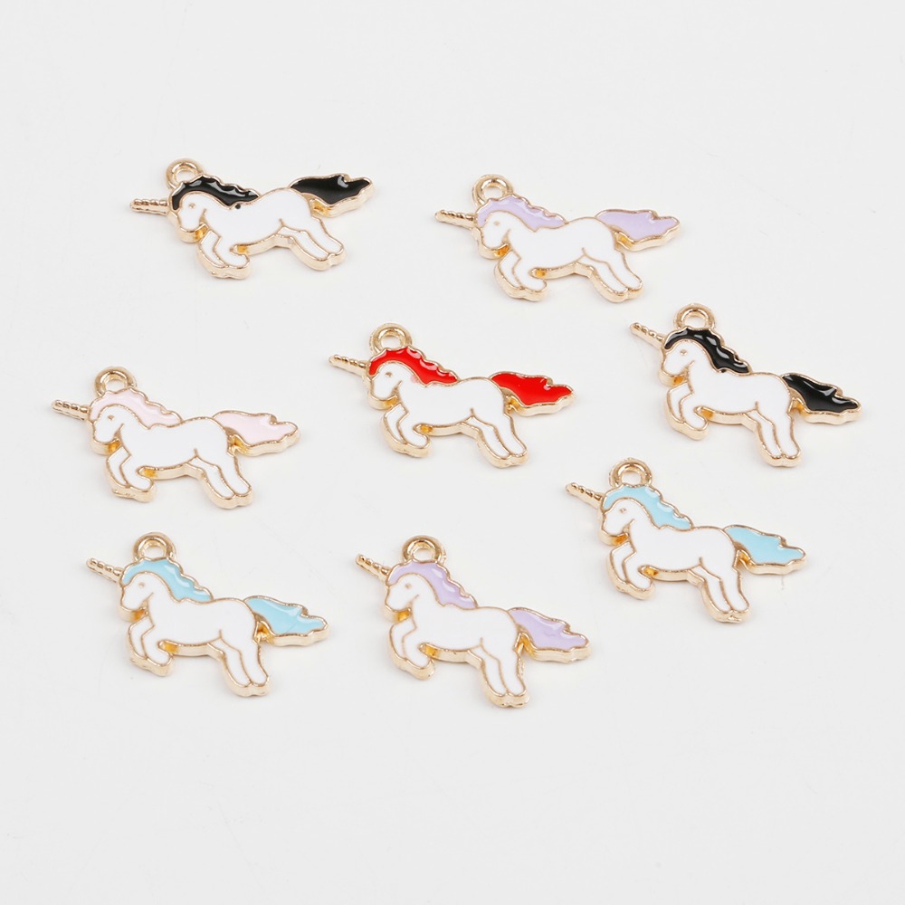 Unicorn Charm Alloy Enamel Pendant For Bracelet Necklace Jewelry Making DIY Earring Findings
