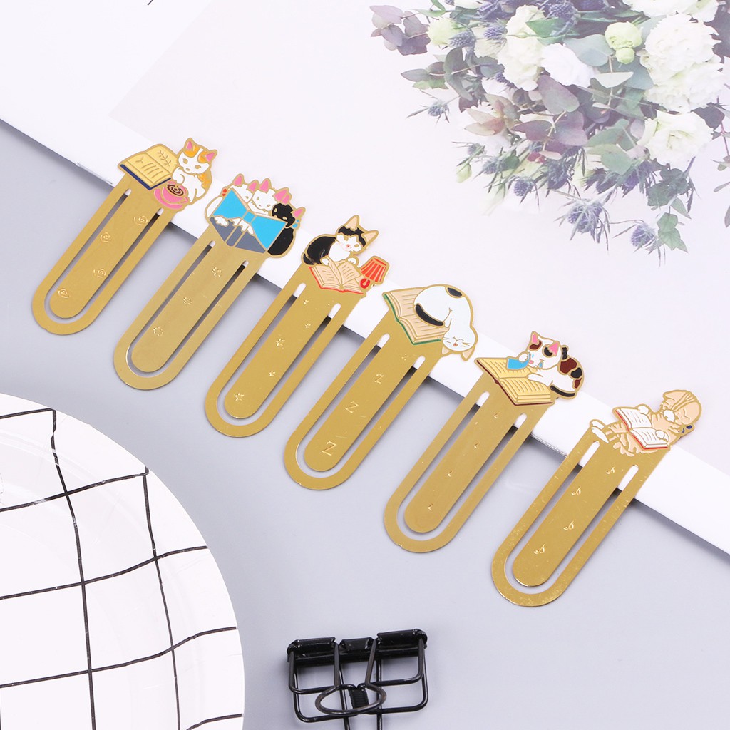 *❤❤Creative Kawaii Cartoon Cat Metal Bookmark School Office Supplies