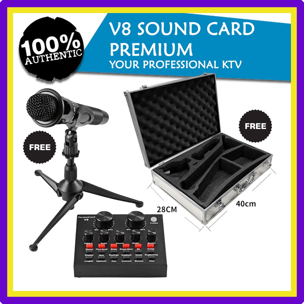 FREE CASE AND MIC V8 Premium Voice Chat Singing Live Broadcast Sound