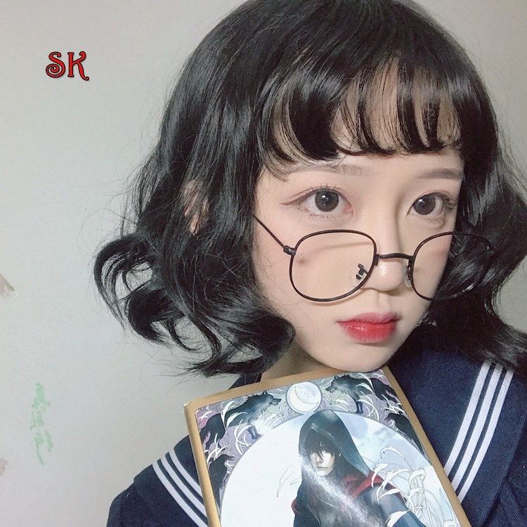 Bangs Bob Short Curly Hair Pear Hair Girls Wig