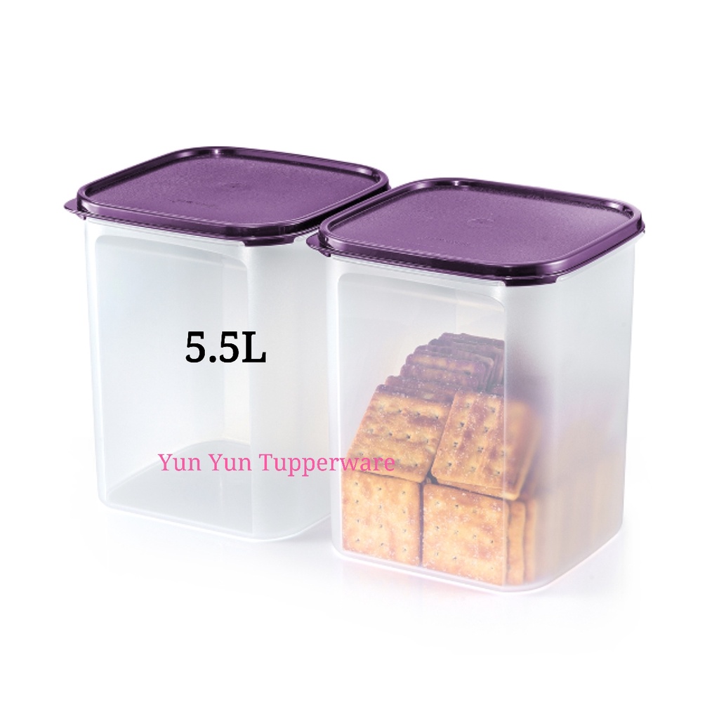 Tupperware Modular Mates Square - 5.5L (2 PCS) - Purple + White