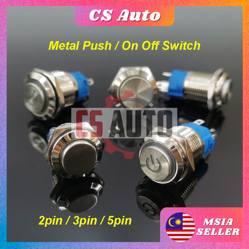 CS Led Chrome 12V 24V 16mm Push Button On Off Switch Electronic Light ...