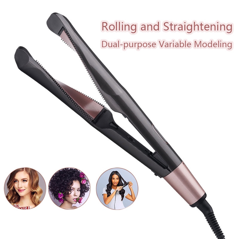 Flat Iron Led Hair Straightener Twisted Plate 2 In 1 Ceramic
