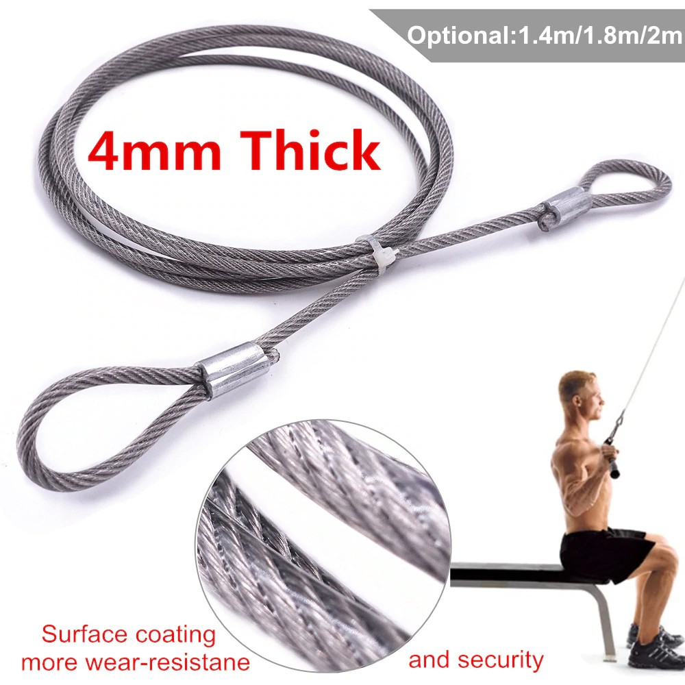 Multi gym DIY Multigym cable kit 4mm 6mm black coated wire rope 8m long 