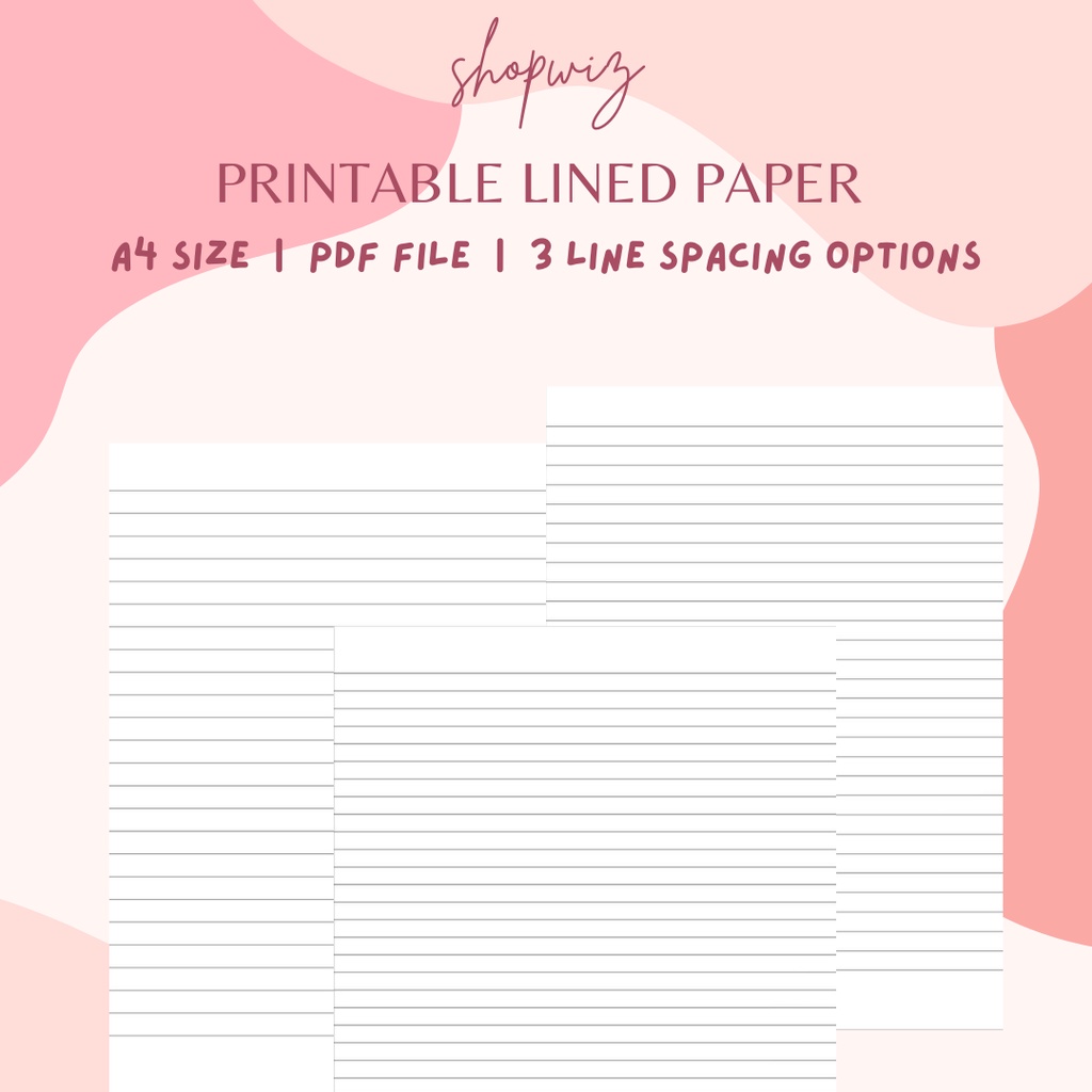 printable lined paper pdf file a4 size 3 line spacing options digital lined paper planner notes taking shopee malaysia